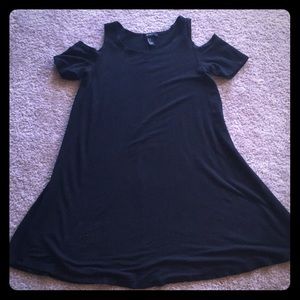 Cold shoulder soft black dress